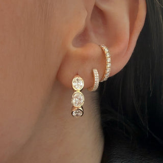 Oval Lab Diamond Bezel Huggie Earrings