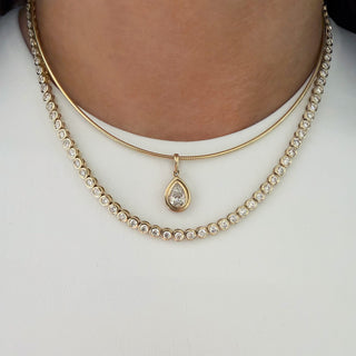 Bezel Set Lab Diamond Tennis Necklace