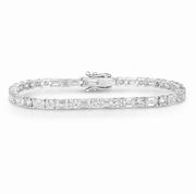 Alternating Emerald Cut and Round Lab Grown Diamond Tennis Bracelet