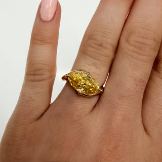 East West Marquise Yellow Diamond Engagement Ring