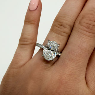 Oval & Pave Diamond Solitaire Engagement Ring