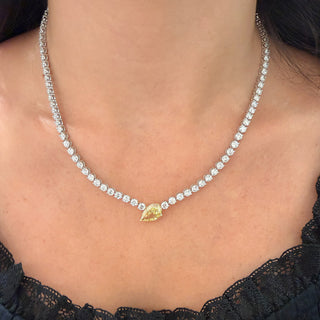 Yellow Pear Diamond Tennis Necklace