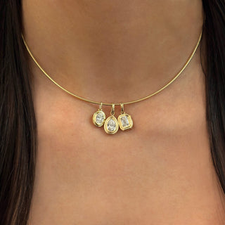 Double Bezel Oval Lab Diamond Omega Necklace