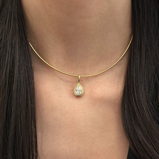 Double Bezel Pear Lab Diamond Omega Necklace