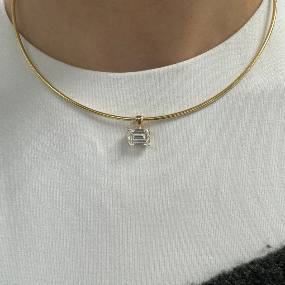 Lab Grown Diamond Pear Round Omega Chain Necklace 14K 14K Gold 3ct