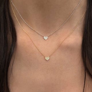Mini Pave Diamond Heart Necklace