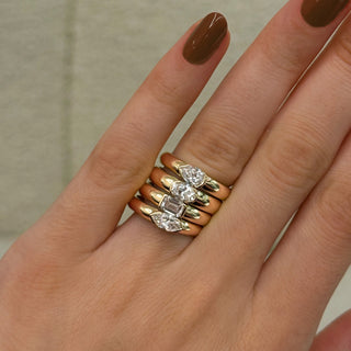 Half Bezel Marquise Lab Diamond Puffy Ring