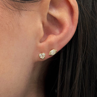 Mini Bezel Marquise Lab Diamond Stud Earrings