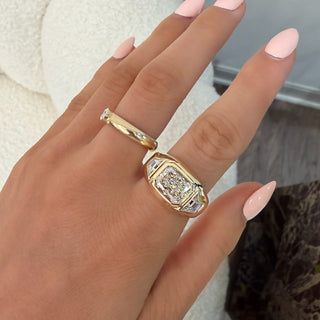 Bezel Radiant & Trapezoid Diamond Ring