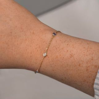 Multi Gemstone Bezel Station Bracelet