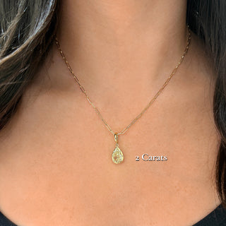 Georgian Pear Yellow Lab Diamond Paperclip Necklace