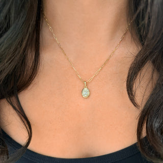 Double Bezel Oval Lab Diamond Paperclip Necklace