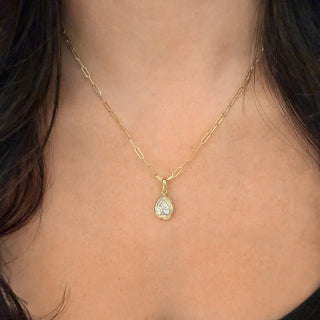 Double Bezel Pear Lab Diamond Paperclip Necklace