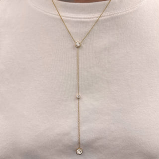 Round Bezel Diamond Lariat Necklace