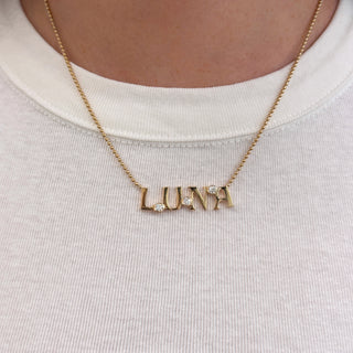 Diamond Name Necklace on Ball Chain