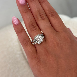 Emerald Cut Three Stone Diamond Engagement Ring