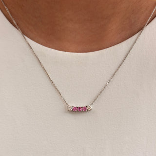 Pink Diamond Curve Bar Necklace