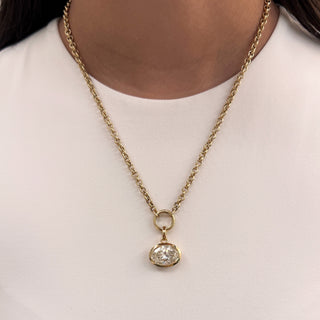 Bezel East West Oval Pendant on Rolo Chain