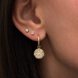 Diamond Cluster Disc Huggie Earrings
