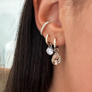 Pear Shape Pink Diamond Drop Huggie Earrings
