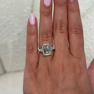 Emerald Cut Diamond Engagement Ring with Tapered Baguettes