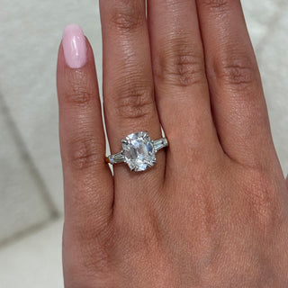 Cushion Cut Diamond Engagement Ring with Tapered Baguettes