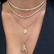 Double Bezel Pear Cut Lab Grown Diamond On Ball Chain