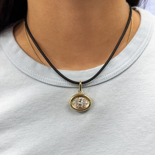 Double Bezel East West Oval Diamond Pendant