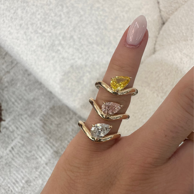 Curved Pear Pinky Ring