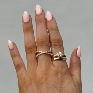 Bezel East-West Pear Diamond Double Band Ring