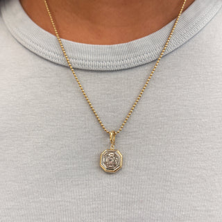Bezel Asscher Cut Diamond Two-Tone Pendant