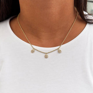 Bezel Pear Shape Lab Diamond Drop Necklace