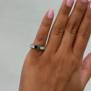 Birthstone Heart Shape Diamond Eternity Band