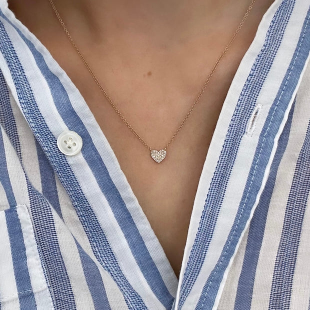 Mini Pavé Diamond Heart Necklace
