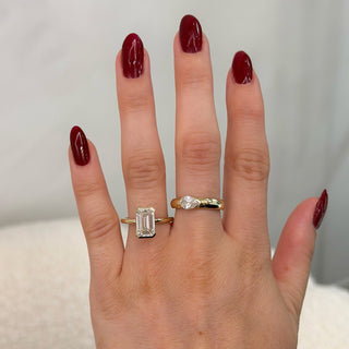 Half Bezel Emerald Cut Diamond Solitaire Ring