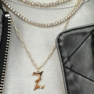 Diamond Gothic Letter Necklace