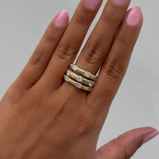 Emerald Cut Lab Diamond Fluted Ring