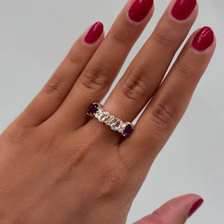Mixed Shape Purple & White Diamond Eternity Band