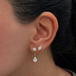 Round & Pear Shape Lab Diamond Chain Drop Earrings