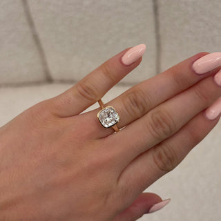 Bezel Cushion Diamond Solitaire Engagement Ring