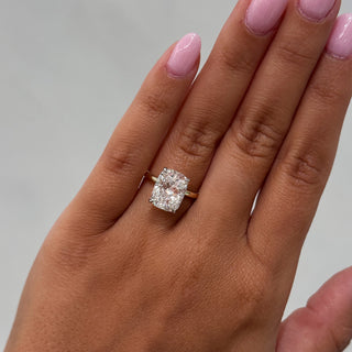 Radiant Diamond Two-Tone Solitaire Engagement Ring with Hidden Halo