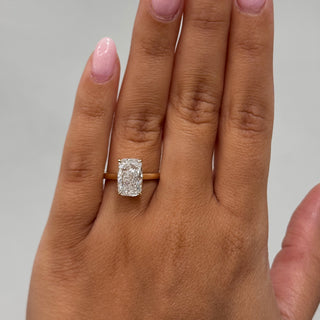 Cushion Diamond Solitaire Engagement Ring With Hidden Halo