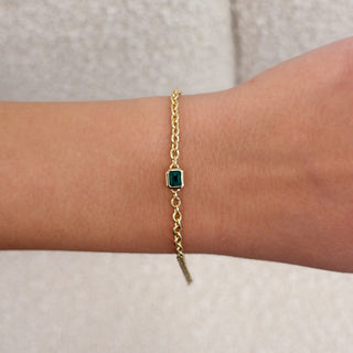 Bezel Emerald Chain Bracelet