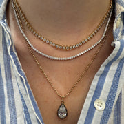 Georgian Set 3 Carat Pear Cut Diamond On Ball Chain Necklace