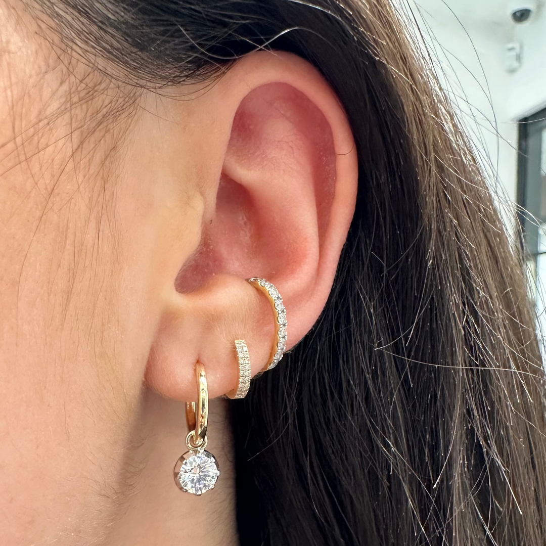 Georgian Set Round Lab Grown Diamond Drop Huggies – Alexandra Beth