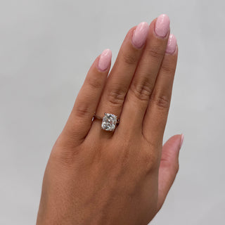 Elongated Cushion Cut Diamond Hidden Halo Solitaire Engagement Ring