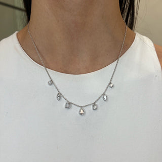 Mixed Fancy Bezel Drop Necklace