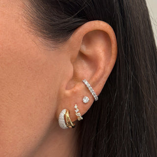 Double Row Diamond Huggie Earrings