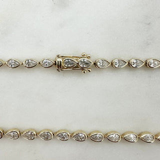 Bezel Pear Diamond Tennis Necklace