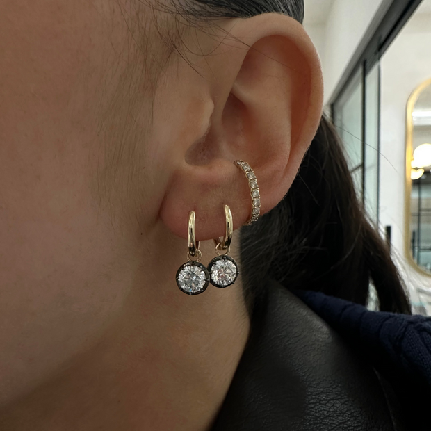 Georgian Set Round Lab Grown Diamond Drop Huggies